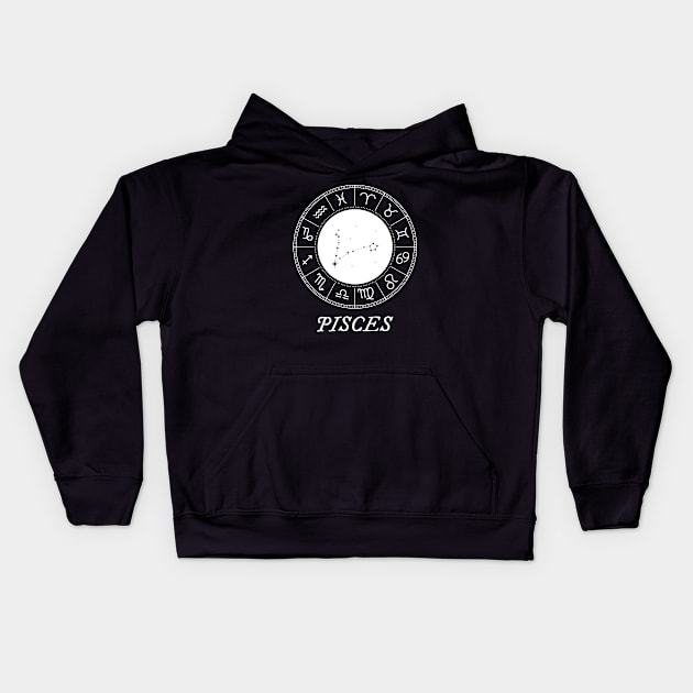 Pisces Zodiac Sign Design With Constellation Kids Hoodie by My Zodiac Apparel